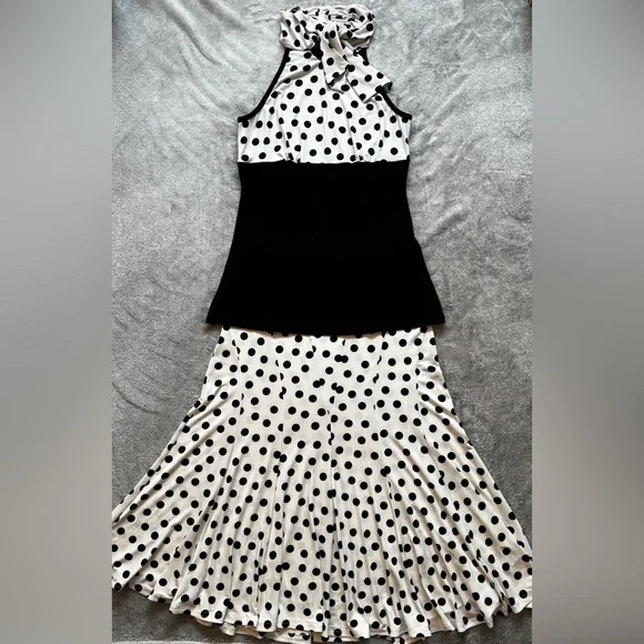 Vintage Joseph Ribkoff Parisian Black/White Polka Dot Set - Stretchy - Fits S:M - Picture 2 of 10